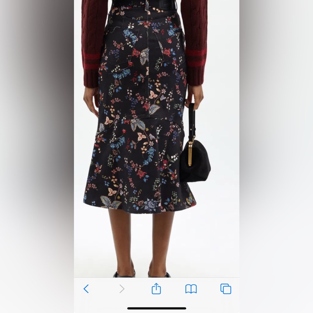 Erdem Victorine denim black floral skirt